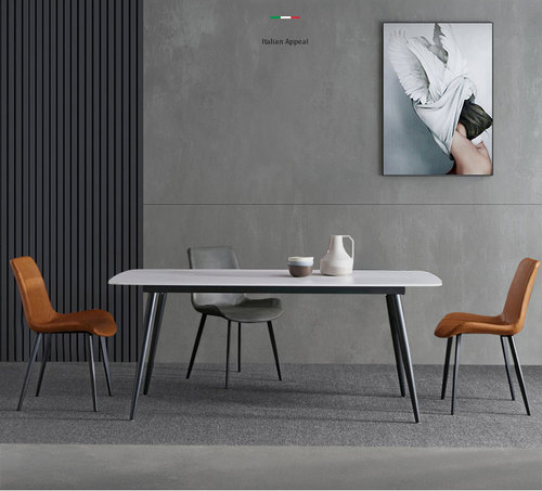 岩板餐桌家用小户型现代简约大理石餐桌椅组合长方形吃饭休闲桌子