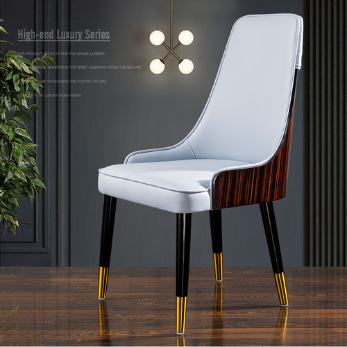 轻奢实木餐椅后现代家用餐厅样板房设计师创意高档酒店真皮椅子