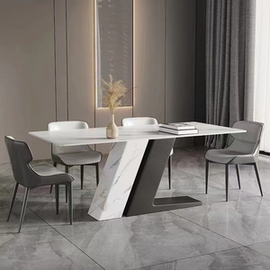 现代岩板/彩晶石  L台餐桌