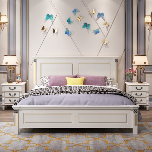 美式床简美风格小美床1.8米M主卧成人双人床现代田园简约1.5m白色